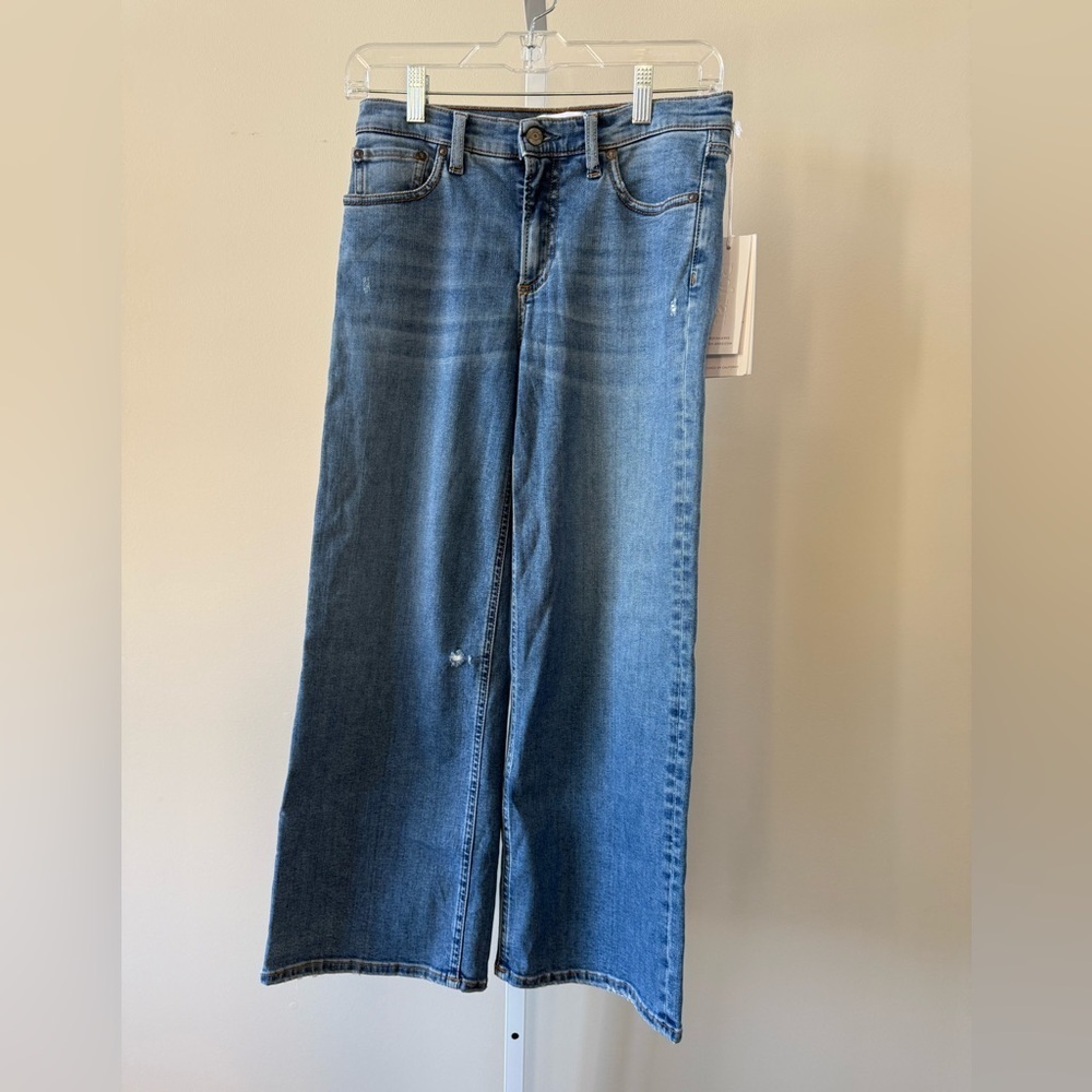 Boyish Derby Wide Leg Jeans Blue High Rise Distressed Size 27